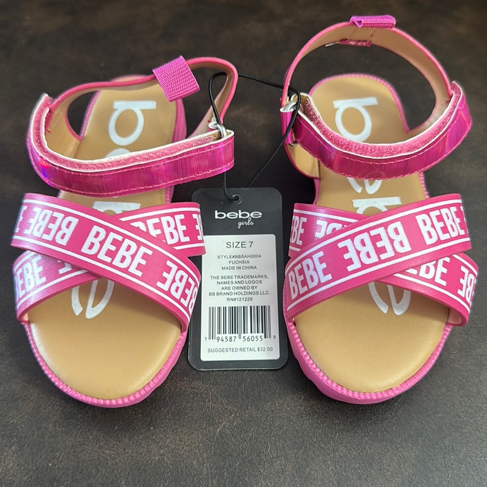 BEBE TODDLER GIRLS CRISS CROSS SANDAL: PINK: NWT: SZ 7